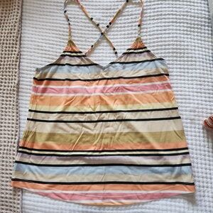 RVCA Striped Multicolor Crossback Top